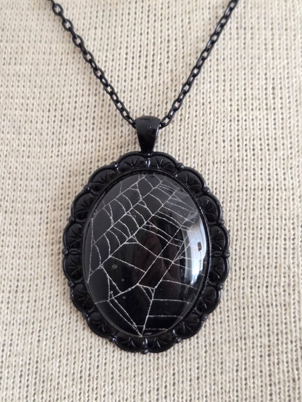 Preserved Spider Web Goth Necklace